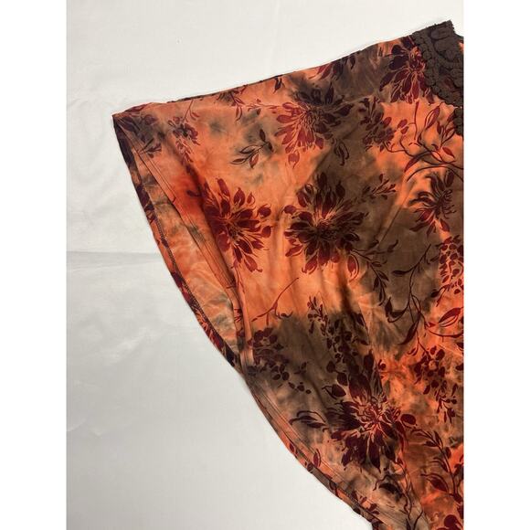 Cato Size 22/24W Kimono Sleeve Blouse Crochet Detail Burnt Orange Velvet Floral - Picture 7 of 9